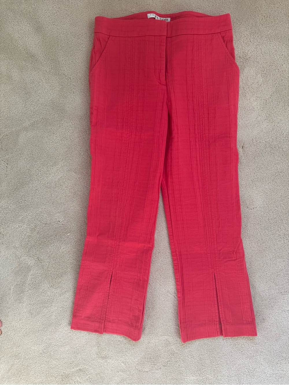 Ankle Length Coral Textured Cropped Pants